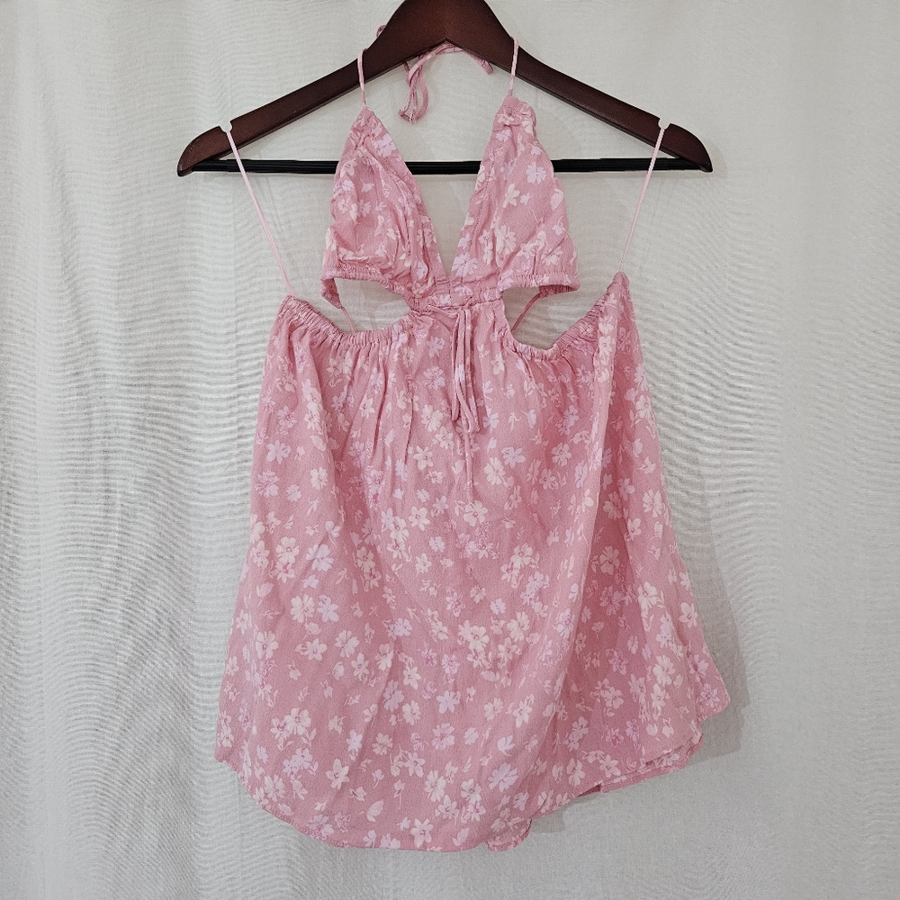 Sky to Moon Pink Floral Cutout Sundress - Size Medium